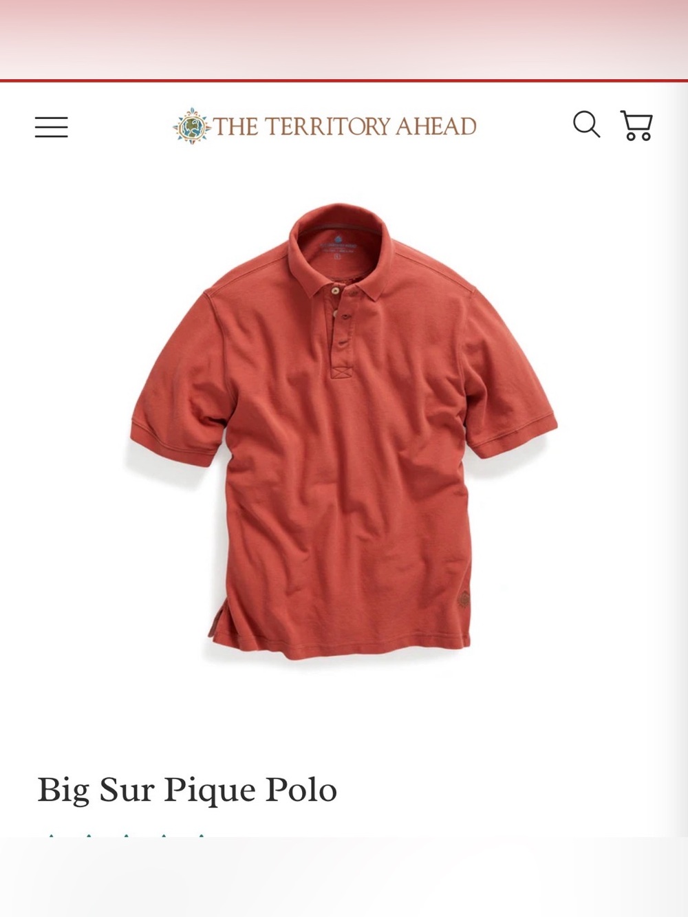 The Territory Ahead Big Sur Terracotta Pique Cotton Polo Shirt
